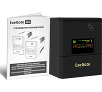 Источник бесперебойного питания ExeGate Smart LB-2200.LCD.AVR.4SH 2200VA/1300W, цветной LCD, AVR, 4 Schuko, батарея 12V 9Ah - 2 шт., металлический корпус, Black 299786