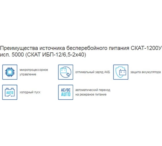 Источник бесперебойного питания СКАТ 1200У ИСП. 5000 ( ИБП-12/6,5-2X40) 98