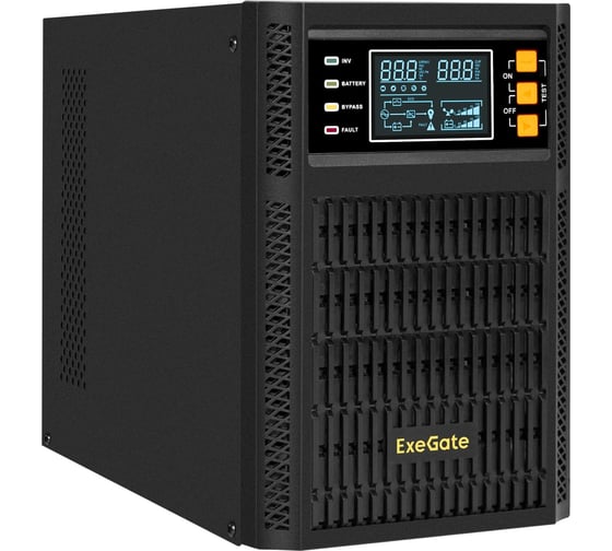 Источник бесперебойного питания ExeGate On-line PowerExpert TL-2000.LCD.AVR.3SH.USB.RS232.SNMP 2000VA/2000W, On-Line, PF=1, LCD, 3 Schuko, RS232, USB, SNMP-slot, встроенные батареи 12V 296948