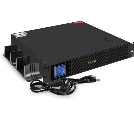 Источник бесперебойного питания ExeGate Pure Sine Wave SinePower UHB-3000.LCD.AVR.8C13.RJ.USB.BC.2U 3000VA/2400W, LCD, AVR, 8 C13, RJ45/11, USB, батарея 12V 9Ah - 4шт, Rackmount 2U/Tower 299039