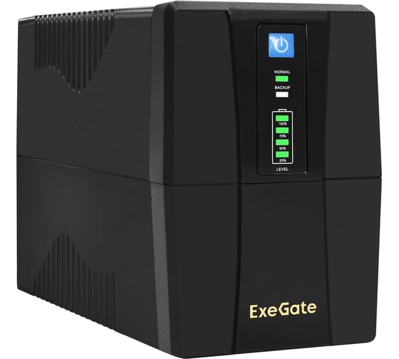 Источник бесперебойного питания ExeGate Power Back BNB-600.LED.AVR.2SH 600VA/360W, LED, AVR, 2 Schuko, Black 262211