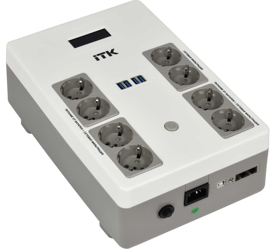Источник бесперебойного питания ITK ELECTRA ST8 ИБП 1000ВА/600Вт LCD с АКБ 1х9AH EST8-1000VA-1-001