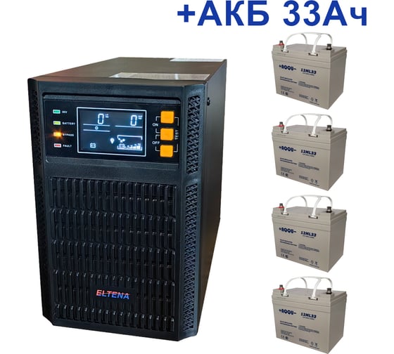 Комплект ИБП ELTENA Monolith B 2000LT (2000Вт) + 4шт. АКБ AQQU 12ML33 (12В, 33Ач) MB2000LT/12ML33