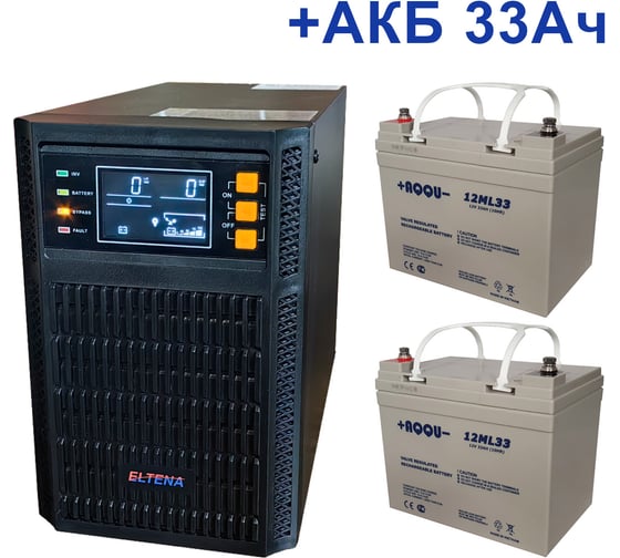 Комплект ИБП ELTENA Monolith B 1000LT-24V (1000Вт) + 2шт. АКБ AQQU 12ML33 (12В, 33Ач) MB1000LT-24V/12ML33