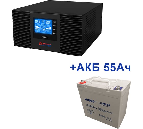Комплект ИБП Intelligent 1000LTM (800Вт) + АКБ AQQU 12ML55 (12В, 55Ач) ELTENA I1000LTM/12ML55