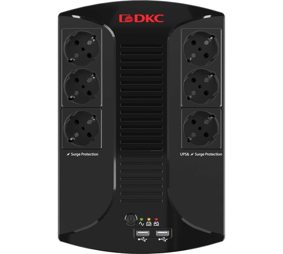 Линейно-интерактивный источник бесперебойного питания DKC 600 ВА/360 Вт, 1/1, 6xSchuko, USB для зарядки (2), USB + RJ11, 1x7Aч INFOPDU600
