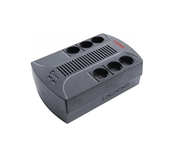 Линейно-интерактивный источник бесперебойного питания DKC 600 ВА/360 Вт, 1/1, 6xSchuko, USB для зарядки (2), USB + RJ11, 1x7Aч INFOPDU600