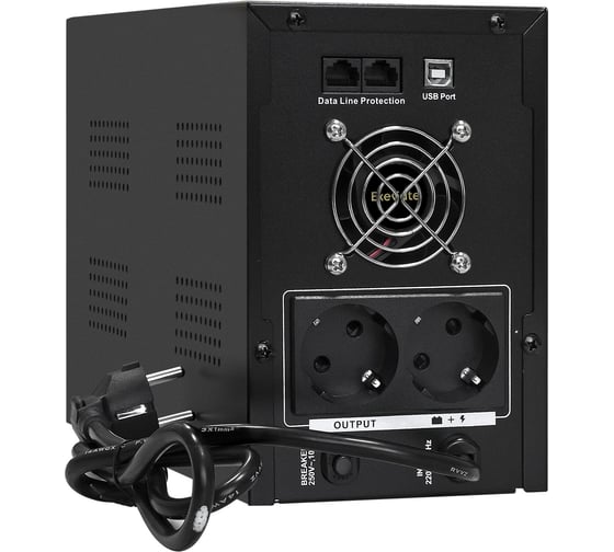 Источник бесперебойного питания ExeGate SpecialPro UNB-2200.LED.AVR.2SH.RJ.USB 2200VA/1300W, 2Sch, RJ45/11, USB, металлический корпус, Black 292613