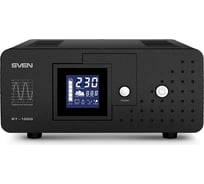 Источник бесперебойного питания SVEN RT-1000 Sin, 600Вт, Входное 145-280В, 2хCEE7/4 розетки, клеммы для внешних АКБ, LCD SV-013110