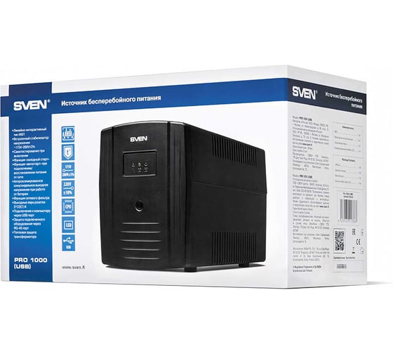 Источник бесперебойного питания SVEN Pro 1000 USB SV-013868