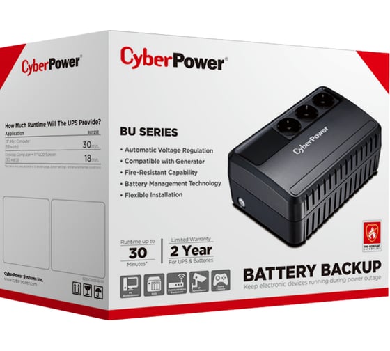 Источник бесперебойного питания CYBERPOWER line-interactive 725va/390w (3 euro) BU725E