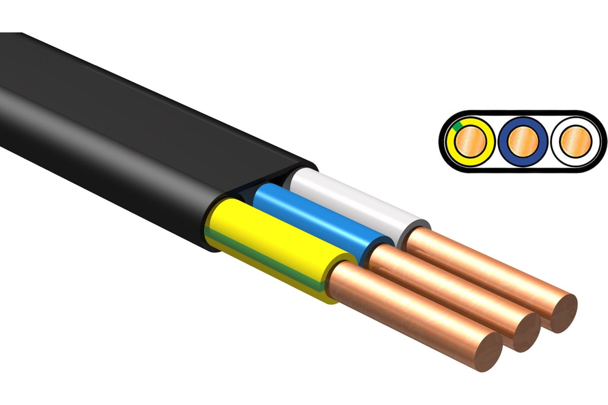 Кабель ввг-п нг(а) ls NVO 3x2,5 гост (80 метров) NVO-VVGPNG-LS-325-80