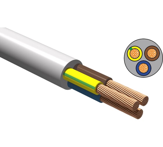 Провод пвсн NVO 3x4 гост белый (80 метров) NVO-PVSN-340-80-W 1