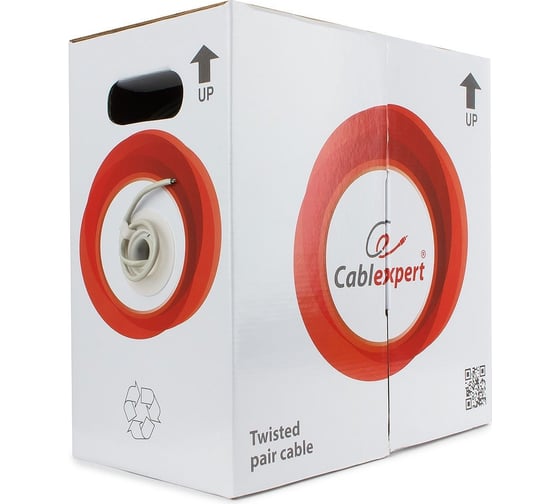 Кабель Cablexpert , UTP5e, 4 пары, 0.51 мм, медь, однож., 305 м, Fluke Test, серый UPC-5051E-SO