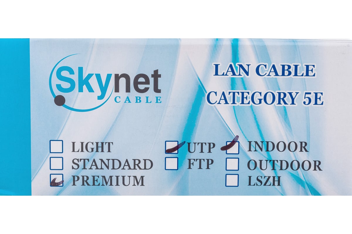 Кабель SkyNet Premium UTP indoor 4x2x0,51, медный, FLUKE TEST, кат.5e,  однож., 100 м, box, серый CSP-UTP-4-CU/100 - выгодная цена, отзывы,  характеристики, фото - купить в Москве и РФ