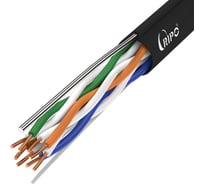 Кабель U/utp4 Ripo cat5e 24awg pe cca с тросом, черный, 0,5мм,50м, катушка 001-112129-50
