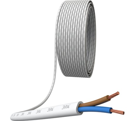 Провод ЭРА ШВВП 2x0,75 мм2, 100м, белый Б0058844