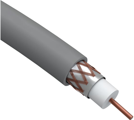 Коаксиальный кабель ЭРА RG6U, 75 Ом, Cu/(оплетка Cu 64), нг(А)HF, цвет серый, бухта 100 м (4/80) Б0044606