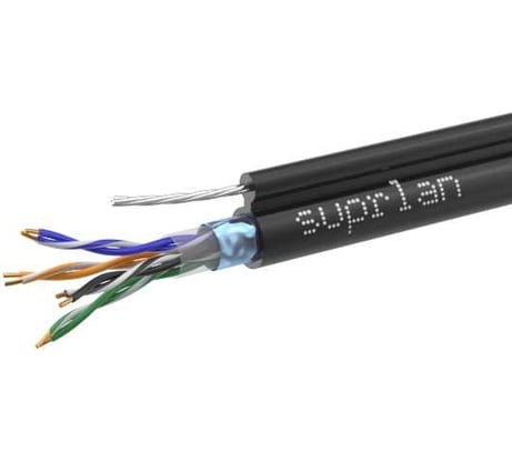 Сетевой интернет кабель витая пара SUPRLAN медный экранированный Premium FTP Cat.5e 4x2x0,51 Cu PE внешний T-FG8 (трос) 305м 01-1008-3