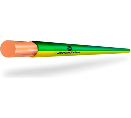 Провод Дмитров-Кабель ПуВ 1x2,5, желто-зеленый, бухта 500 метров 000000876 1