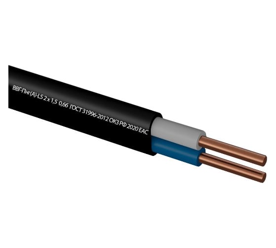 Кабель ВВГ-ПнгA ГОСТок м-LS 2х1.5 черный 50м ГТ0211