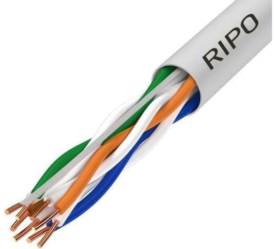 Патч-кабель Ripo u/utp4, кат.5е (класс d),125мгц, многож.,4-2-7-0,12 mm cca pvc нг(b), серый, 25м 001-112134/25 1