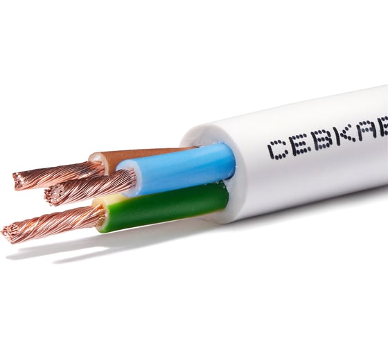 Провод пвс 3x2,5 Севкабель (30м) белый ЦБ-00017809 1