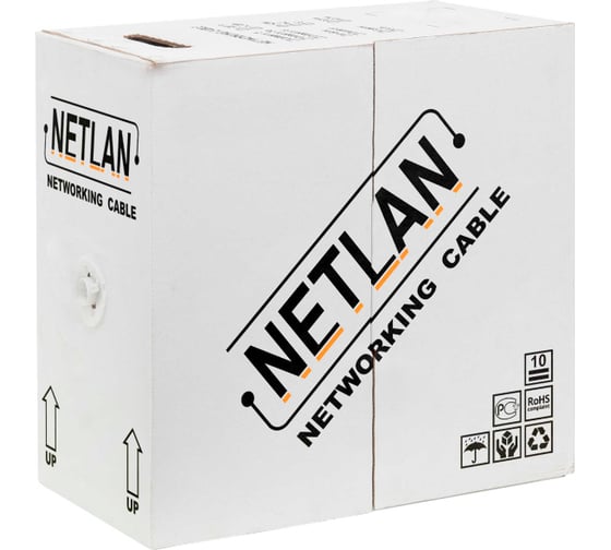 Кабель NETLAN u/utp 2 пары, категория 5, одножильный, cca, внутренний, pvc, серый, 305м CCA-UU002-5-PVC-GY