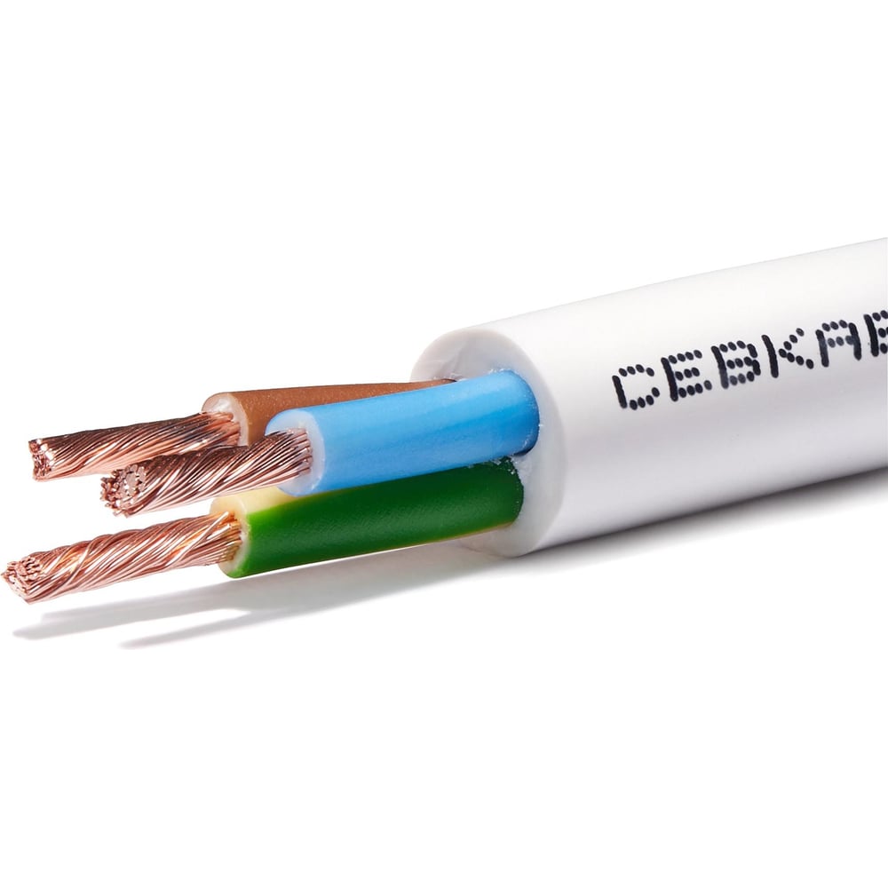 Провод Севкабель пвс 3x1,5, гост 7399-97, 50м, белый ЦБ-00016118 ...