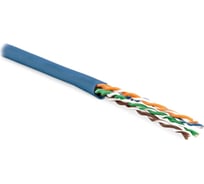 Кабель витая пара Hyperline UUTP4-C5E-S24-IN-PVC-BL-100 (100 м), неэкранированная U/UTP, категория 5e, 4 пары (24 AWG), одножильный (solid), PVC, -20C – +70C, синий - гарантия: 15 лет компонентная, 25 лет системная 443600