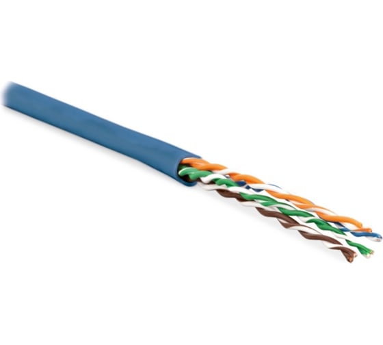 Кабель витая пара Hyperline UUTP4-C5E-S24-IN-PVC-BL-100 (100 м), неэкранированная U/UTP, категория 5e, 4 пары (24 AWG), одножильный (solid), PVC, -20C – +70C, синий - гарантия: 15 лет компонентная, 25 лет системная 443600