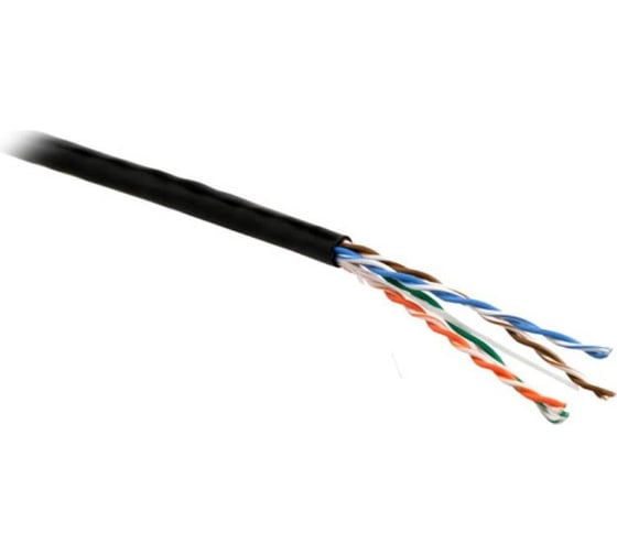Кабель витая пара Hyperline UUTP4-C5E-S24-IN-PVC-BK-100 (100 м), неэкранированная U/UTP, категория 5e, 4 пары (24 AWG), одножильный (solid), PVC, -20C – +70C, черный - гарантия: 15 лет компонентная, 25 лет системная 443599