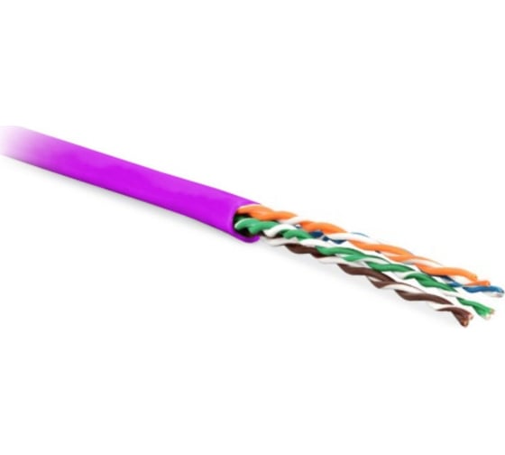Кабель витая пара Hyperline UUTP4-C5E-S24-IN-PVC-PK-100 (100 м), неэкранированная U/UTP, категория 5e, 4 пары (24 AWG), одножильный (solid), PVC, -20C – +70C, розовый - гарантия: 15 лет компонентная, 25 лет системная 444261