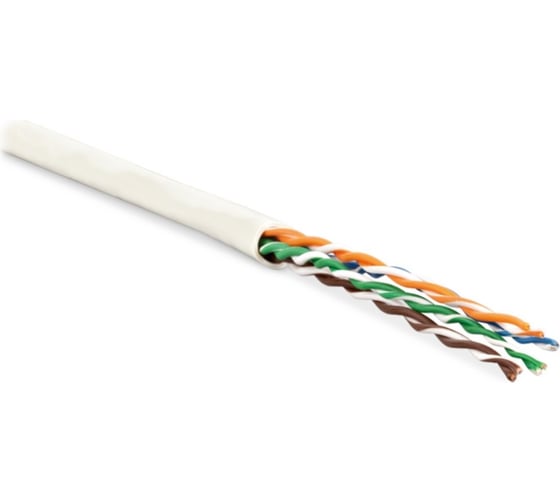 Кабель витая пара Hyperline, неэкранированный u/utp, категория 6a, 4 пары 23 awg, 4x2х0,57 мм, однопроволочные жилы, lszh, нг(а)-hf, внутренний -20c – +75c, белый, системная гарантия 25 лет 444597