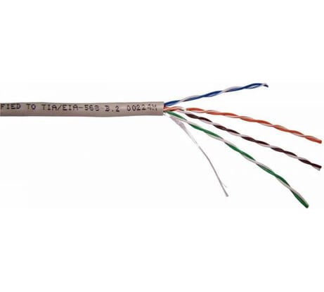 Кабель TWT UTP, 4 пары, категория 5e, серый, 305м в катушке, 5EUTP