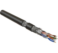 Кабель Hyperline SFUTP4-C5E-P26-IN-PVC-BK-305 305 м, витая пара, экранированная SF/UTP, категория 5e, 4 пары (26 AWG), многожильный (patch), экран - фольга + медная оплетка, PVC, –20C – +75C, черный 445025