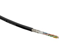 Кабель Hyperline SFUTP4-C5E-S24-IN-PVC-BK-305 305 м, витая пара, SF/UTP, категория 5e, 4 пары(24 AWG), одножильный(solid), экран - фольга + медная оплетка, PVC, –20C – +75C, черный - гарантия: 15 лет компонентная; 25 лет системная 444634