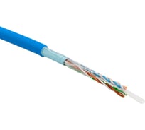 Кабель Hyperline FUTP4-C5E-S24-IN-PVC-BL-305 305 м, витая пара, экранированная F/UTP, категория 5e, 4 пары (24 AWG), одножильный (solid), экран - фольга, PVC, –20C – +75C, синий - гарантия: 15 лет компонентная, 25 лет системная 444621