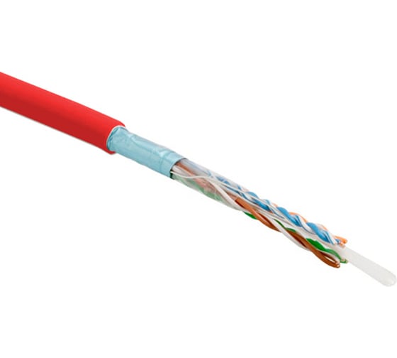 Кабель Hyperline FUTP4-C5E-S24-IN-PVC-RD-305 305 м, витая пара, экранированная F/UTP, категория 5e, 4 пары (24 AWG), одножильный (solid), экран - фольга, PVC, –20C – +75C, красный - гарантия: 15 лет компонентная, 25 лет системная 444624