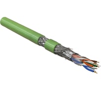 Кабель Hyperline SFUTP4-C5E-P26-IN-LSZH-GN-305 305 м, витая пара, экранированная SF/UTP, категория 5e, 4 пары (26 AWG), многожильный (patch), экран-фольга+мед. оплетка, LSZH, –20C–+75C, зеленый 445019