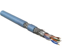 Кабель Hyperline SFUTP4-C5E-P26-IN-PVC-BL-305 305 м, витая пара, экранированная SF/UTP, категория 5e, 4 пары (26 AWG), многожильный (patch), экран - фольга + медная оплетка, PVC, –20C – +75C, синий 445026