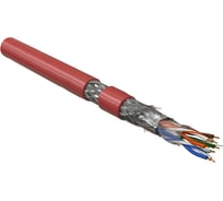 Кабель Hyperline SFUTP4-C5E-P26-IN-PVC-RD-305 305 м, витая пара, экранированная SF/UTP, категория 5e, 4 пары (26 AWG), многожильный (patch), экран - фольга + медная оплетка, PVC, –20C – +75C, красный 445029