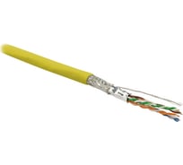 Кабель Hyperline SFUTP4-C6-P26-IN-LSZH-YL-500 500 м, витая пара, экранированная SF/UTP, категория 6, 4 пары (26 AWG), многожильный (patch), экран - фольга + медная оплетка, LSZH, желтый 445053