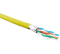 Кабель Hyperline UFTP4-C6-S23-IN-LSZH-YL-500 500 м, витая пара, экранированная, U/FTP, кат. 6, 4 пары (23 AWG), одножил. (solid), кажд.пара в фольге, LSZH, нг(А)-HF, –20C–+60C, желтый-гарантия: 15 лет компон., 25 лет системная 445095