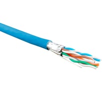 Кабель Hyperline UFTP4-C6-S23-IN-LSZH-BL-500 500 м, витая пара, экранированная, U/FTP, кат. 6, 4 пары (23 AWG), одножил. (solid), кажд.пара в фольге, LSZH, нг(А)-HF, –20C–+60C, синий-гарантия: 15 лет компон., 25 лет системная 404361