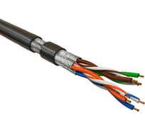 Кабель Hyperline UFTP4-C6-P26-IN-LSZH-BK-100 100 м, витая пара, экранированная U/FTP, категория 6, 4 пары (26 AWG), многожильный (patch), каждая пара в фольге, LSZH, черный 445074