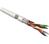 Кабель Hyperline UFTP4-C6-P26-IN-LSZH-WH-100 100 м, витая пара, экранированная U/FTP, категория 6, 4 пары (26 AWG), многожильный (patch), каждая пара в фольге, LSZH, белый 445079