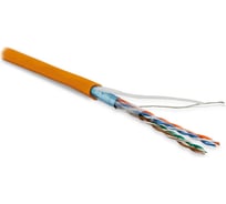 Кабель Hyperline FUTP4-C5E-P26-IN-PVC-OR-100 100 м, витая пара, экранированная F/UTP, категории 5e, 4 пары (26 AWG), многожильный (patch), экран - фольга, PVC, –20C – +75C, оранжевый 444996