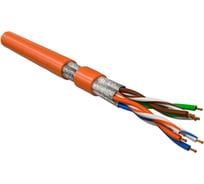 Кабель Hyperline UFTP4-C6-P26-IN-LSZH-OR-100 100 м, витая пара, экранированная U/FTP, категория 6, 4 пары (26 AWG), многожильный (patch), каждая пара в фольге, LSZH, оранжевый 445077