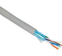 Кабель Hyperline FUTP4-C5E-P26-IN-PVC-GY-100 100 м, витая пара, экранированная F/UTP, категории 5e, 4 пары (26 AWG), многожильный (patch), экран - фольга, PVC, –20C – +75C, серый 444994